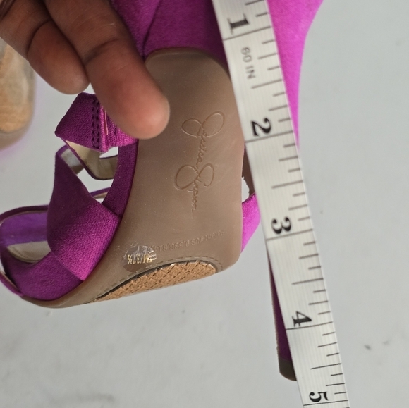 Jessica Simpson High Heels Women Sz 7M Purple Rayomi Zipper Logo 4inches… - Picture 8 of 13